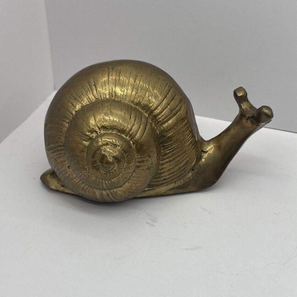 Vintage Beautiful Solid Brass SNAIL Figurine 4.9" x 3" x 2.8" Made In Taiwan